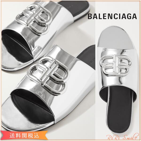 Balenciaga Oval BB バレンシアガ サンダル コピー ロゴ ミュール サンダル シルバー 614968W2AD18081